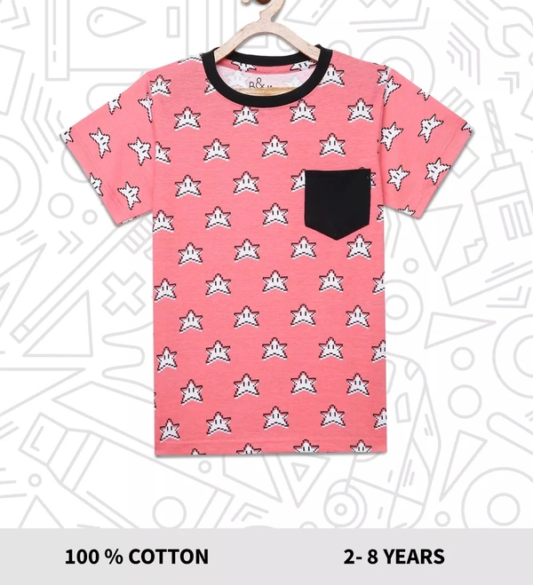 100% Cotton Half Sleeves Graphic Print T-Shirts for Boys - 3-4 Years(22), Multicolor