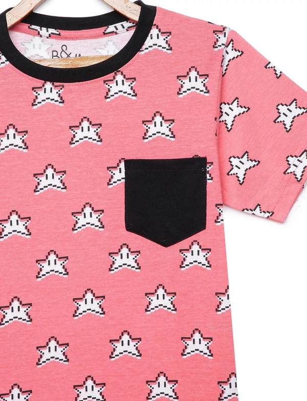 100% Cotton Half Sleeves Graphic Print T-Shirts for Boys - 3-4 Years(22), Multicolor