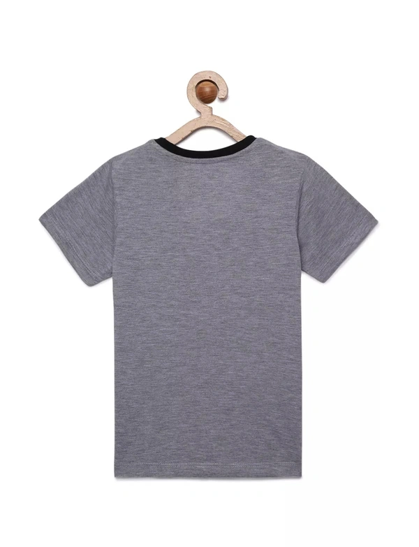 100% Cotton Half Sleeves Graphic Print T-Shirts for Boys - 3-4 Years(22), Grey Melange