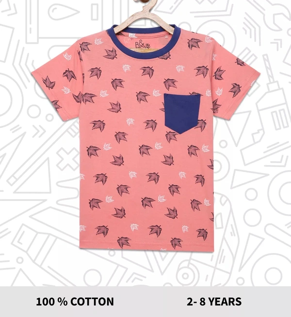 100% Cotton Half Sleeves Graphic Print T-Shirts for Boys - 7-8 Years(28), Multicolor