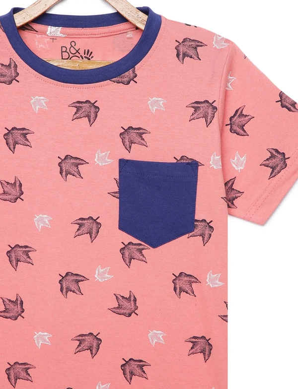 100% Cotton Half Sleeves Graphic Print T-Shirts for Boys - 7-8 Years(28), Multicolor