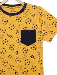 100% Cotton Half Sleeves Graphic Print T-Shirts for Boys - 3-4 Years(22), Yellow