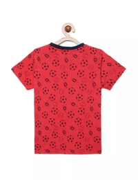 100% Cotton Half Sleeves Graphic Print T-Shirts for Boys - 2-3 Years(20), Red