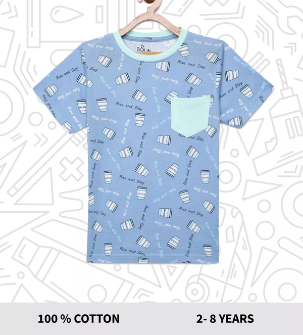 100% Cotton Half Sleeves Graphic Print T-Shirts for Boys - 3-4 Years, Multicolor