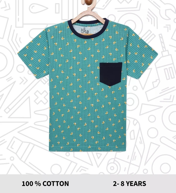 100% Cotton Half Sleeves Graphic Print T-Shirts for Boys - 3-4 Years(22), Multicolor