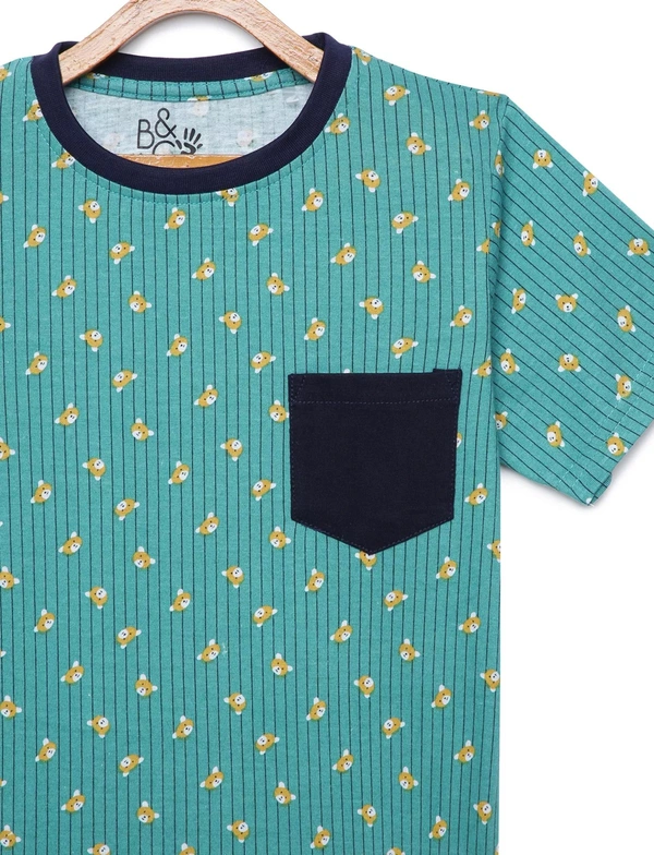 100% Cotton Half Sleeves Graphic Print T-Shirts for Boys - 3-4 Years(22), Multicolor
