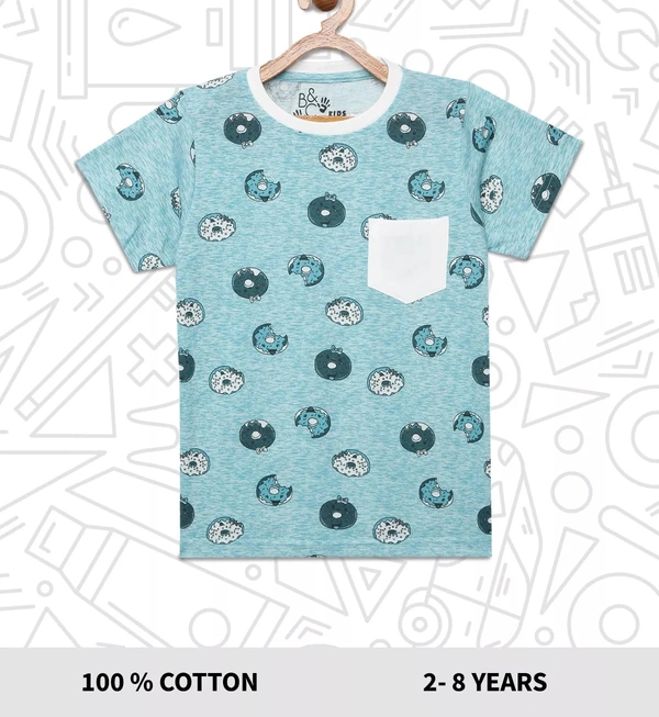 100% Cotton Half Sleeves Graphic Print T-Shirts for Boys - 3-4 Years(22), Multicolor