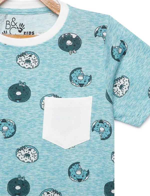 100% Cotton Half Sleeves Graphic Print T-Shirts for Boys - 3-4 Years(22), Multicolor