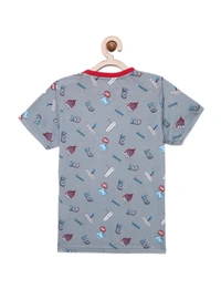 100% Cotton Half Sleeves Graphic Print T-Shirts for Boys - 5-6 Years(26), Multicolor