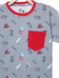 100% Cotton Half Sleeves Graphic Print T-Shirts for Boys - 5-6 Years(26), Multicolor