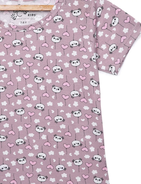 100% Cotton Half Sleeves Graphic Print T-Shirts For Girls - 7-8 Years(28), Multicolor