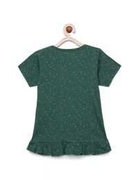 100% Cotton Half Sleeves Graphic Print T-Shirts For Girls - 4-5 Years(24), Green