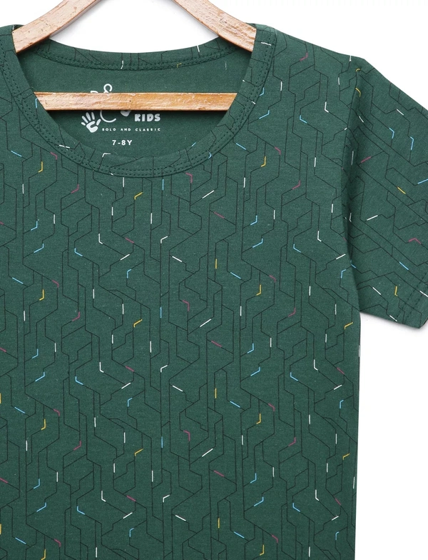 100% Cotton Half Sleeves Graphic Print T-Shirts For Girls - 4-5 Years(24), Green