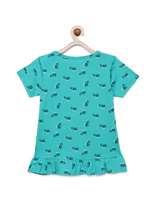 100% Cotton Half Sleeves Graphic Print T-Shirts For Girls - 2-3 Years(20), Multicolor
