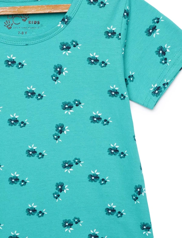 100% Cotton Half Sleeves Graphic Print T-Shirts For Girls - 2-3 Years(20), Multicolor