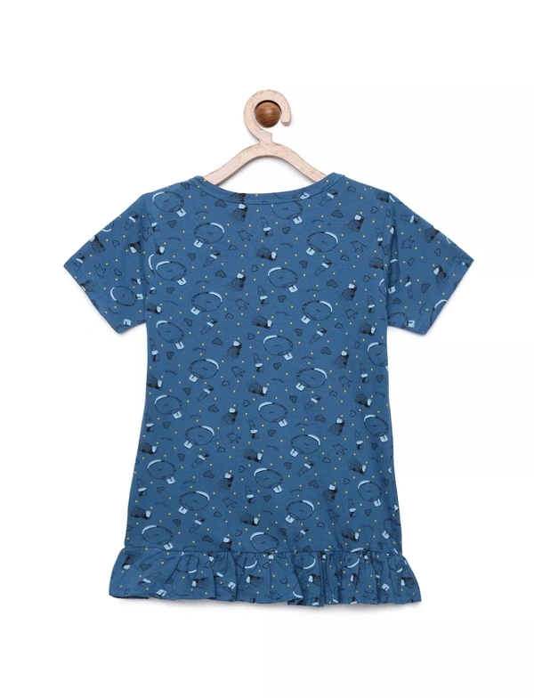 100% Cotton Half Sleeves Graphic Print T-Shirts For Girls - 7-8 Years(28), Multicolor
