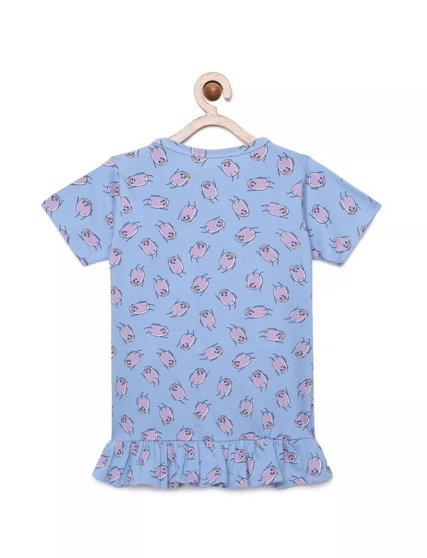 100% Cotton Half Sleeves Graphic Print T-Shirts For Girls - 2-3 Years(20), Multicolor