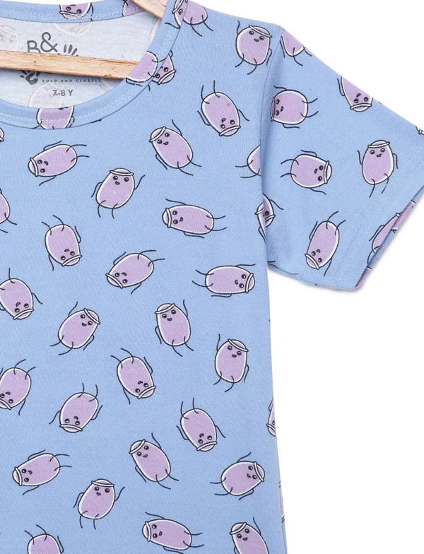 100% Cotton Half Sleeves Graphic Print T-Shirts For Girls - 2-3 Years(20), Multicolor