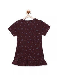 100% Cotton Half Sleeves Graphic Print T-Shirts For Girls - 4-5 Years(24), Brown