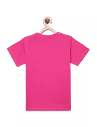 100% Cotton Half Sleeves Graphic Print T-Shirts For Girls-Little Princess - 3-4 Years(22), Pink