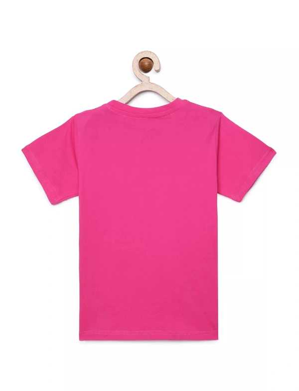 100% Cotton Half Sleeves Graphic Print T-Shirts For Girls-Little Princess - 3-4 Years(22), Pink
