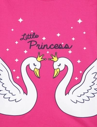 100% Cotton Half Sleeves Graphic Print T-Shirts For Girls-Little Princess - 3-4 Years(22), Pink