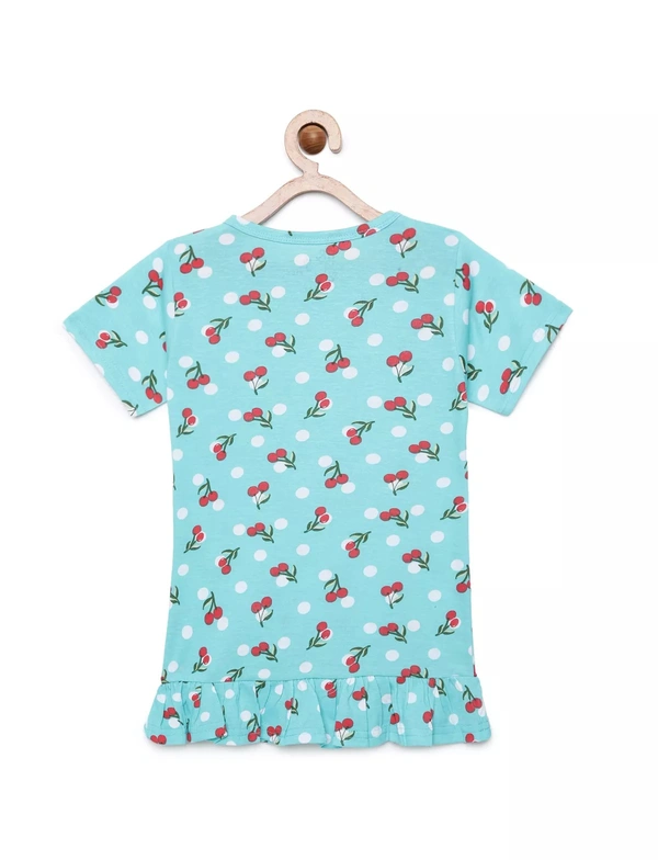 100% Cotton Half Sleeves Graphic Print T-Shirts For Girls - 2-3 Years(20), Multicolor