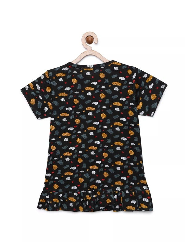 100% Cotton Half Sleeves Graphic Print T-Shirts For Girls - 4-5 Years(24), Multicolor