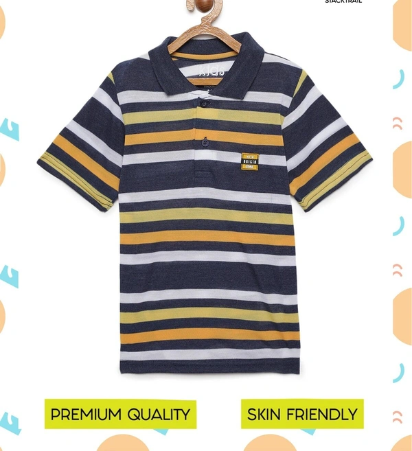  Kids Boys 8-14 Years Striper Polo T-Shirt-MULTICOLOR - 8-9 Years(30), Multicolor