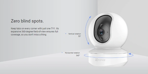EZVIZ (CS-TY1) Wi-Fi Indoor Home Security 360 Degree Pan & Tilt Camera  - 2 MP, White