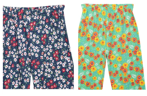 Kids Girls 2-8 Years Graphic T-Shirt Paired With Printed Pyjama-COMBO PACK OF 2 - 7-8 Years(28), Multicolor