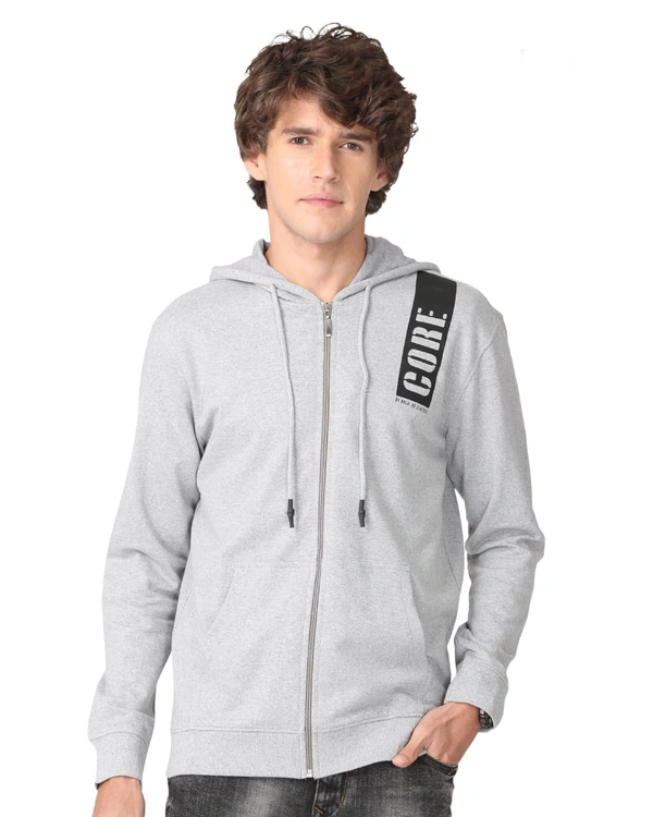  Cotton Rich Hooded Front Open Men - M, Grey