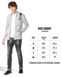  Cotton Rich Hooded Front Open Men - M, Grey