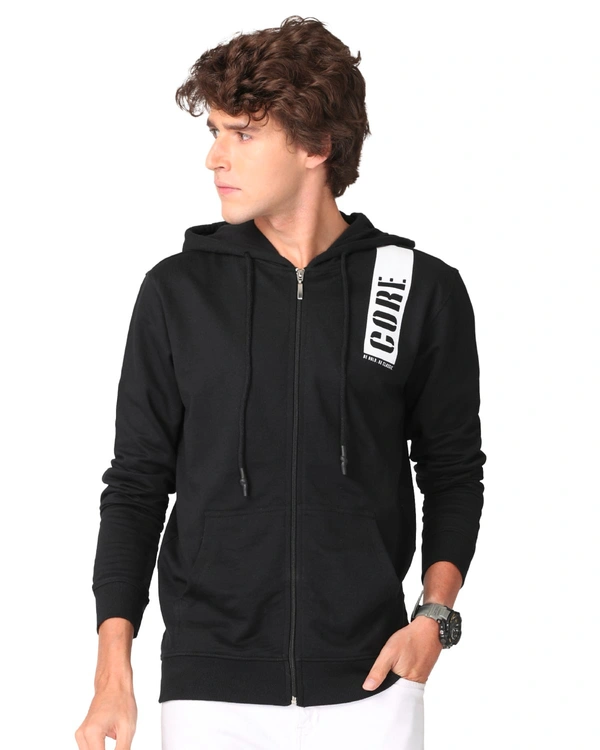  Cotton Rich Hooded Front Open Men - XL, Black
