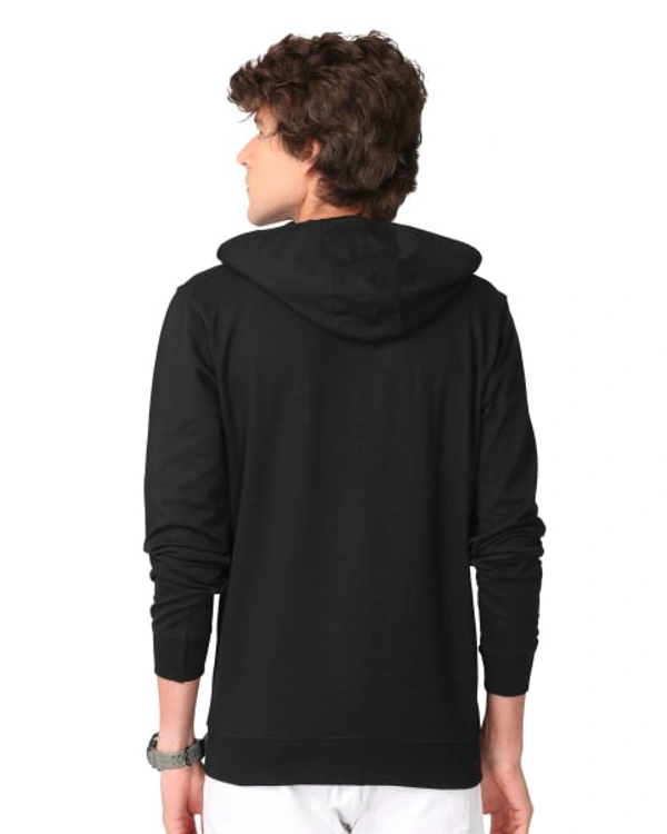  Cotton Rich Hooded Front Open Men - XL, Black