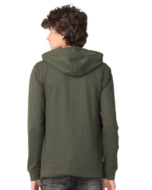  Cotton Rich Hooded Front Open Men - XL, Olive