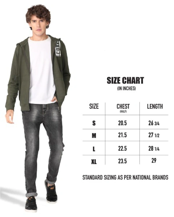  Cotton Rich Hooded Front Open Men - XL, Olive