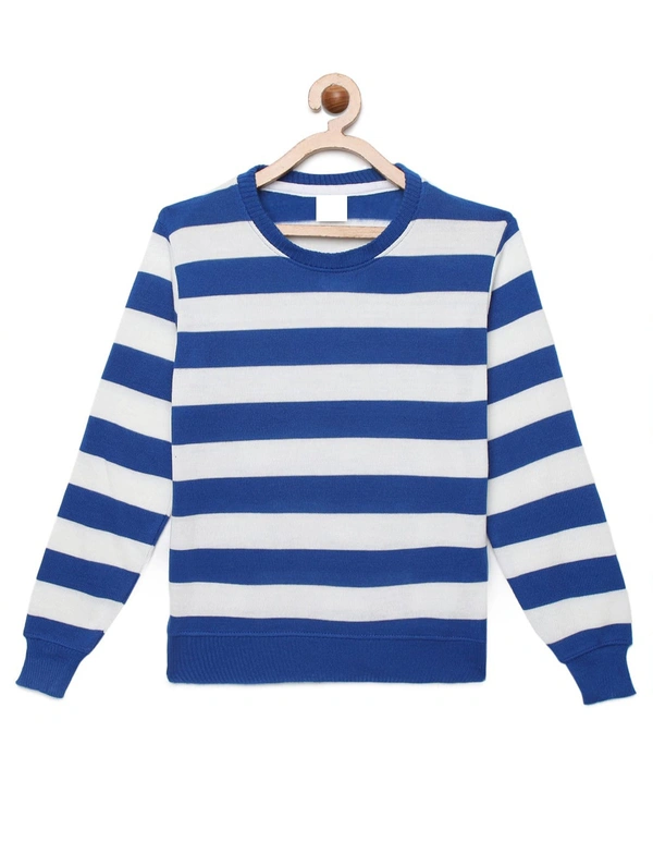 Cotton Full Sleeves Horizontal Stripes For Boys  - 8-9 Years(30), Royal Blue
