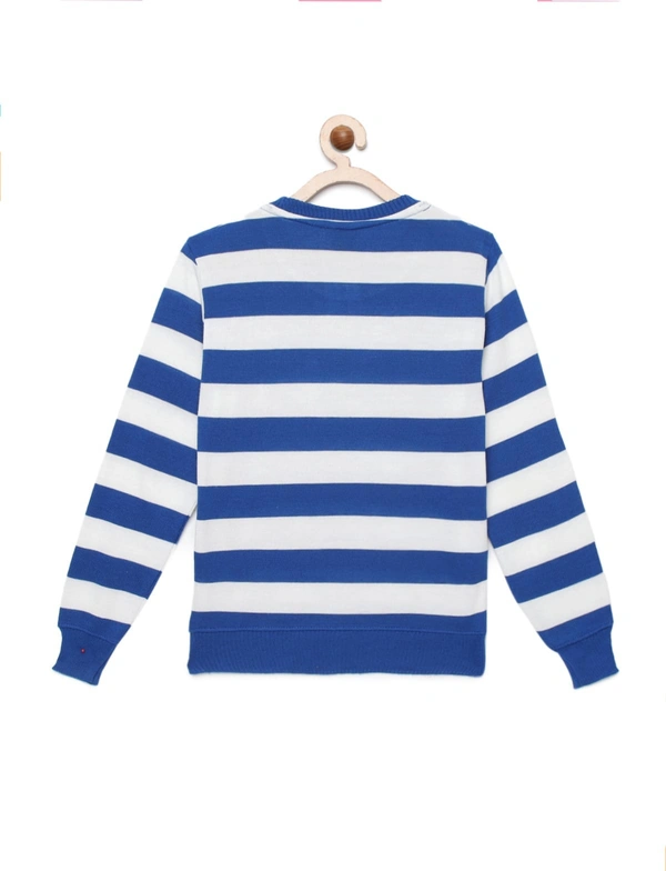 Cotton Full Sleeves Horizontal Stripes For Boys  - 8-9 Years(30), Royal Blue
