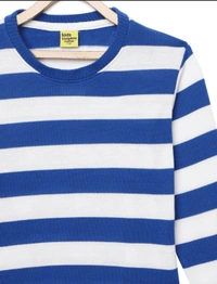 Cotton Full Sleeves Horizontal Stripes For Boys  - 8-9 Years(30), Royal Blue