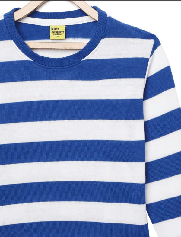 Cotton Full Sleeves Horizontal Stripes For Boys  - 8-9 Years(30), Royal Blue