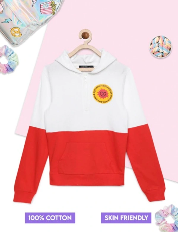 Premium Quality Kids Unisex Red/White Hooded Sweatshirt - 8-9 Years(30), Multicolor