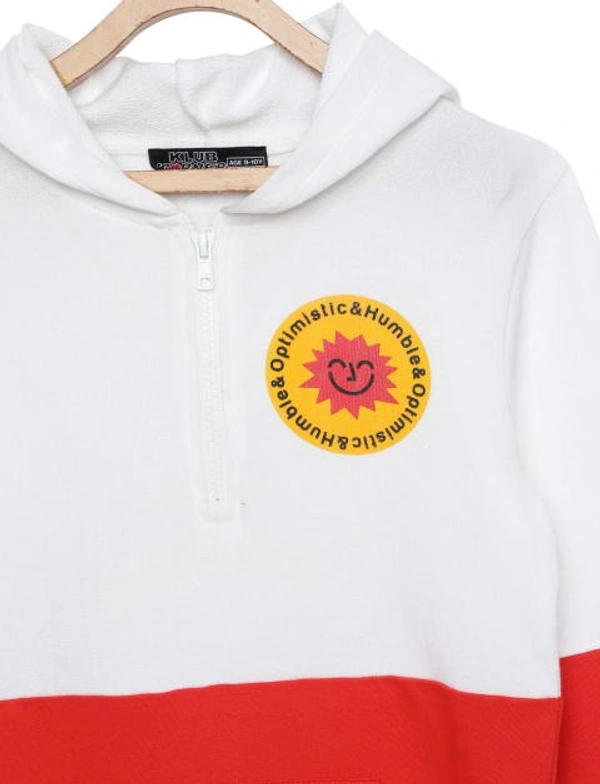 Premium Quality Kids Unisex Red/White Hooded Sweatshirt - 8-9 Years(30), Multicolor