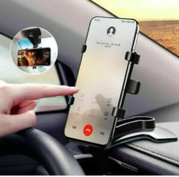 ABS Plastic Clip Mobile Stand and Holder (Black) - Free Size, Black