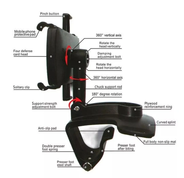 ABS Plastic Clip Mobile Stand and Holder (Black) - Free Size, Black