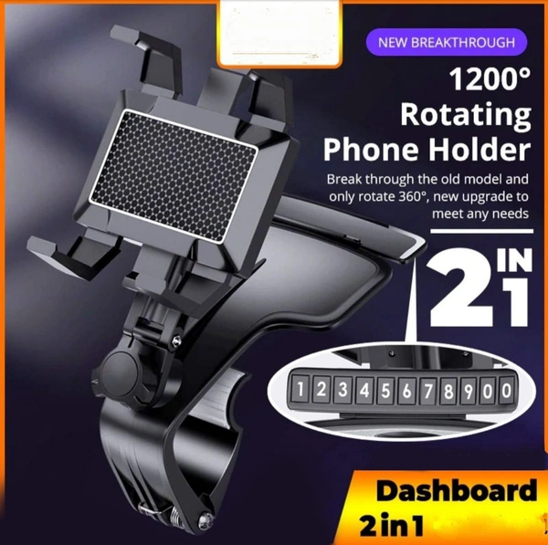 Plastic Clip Mobile Stand and Holder (Black) 1200 Degree Rotating Phone Holder - Free Size, Black