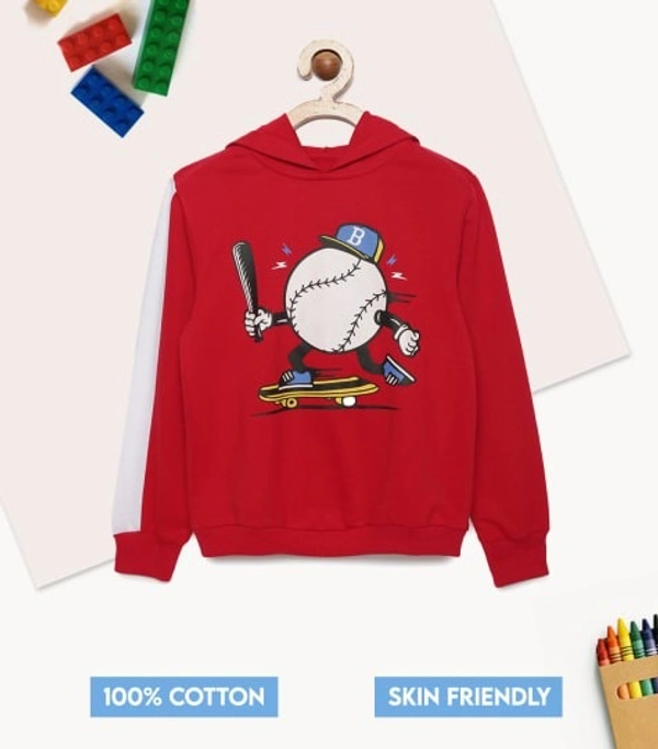 Cotton Full Sleeves Printed Sweatshirt For Boys - 4-5 Years(24), Multicolor