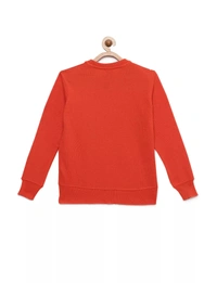 Circular Knitted Poly Full Sleeves Regular Print Sweater For Girls- Heart And Star - 3-4 Years(22), Rust