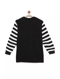 Jacquard Print Winter Wear/Sweater For Girls-BLACK - 8-9 Years(30), Black