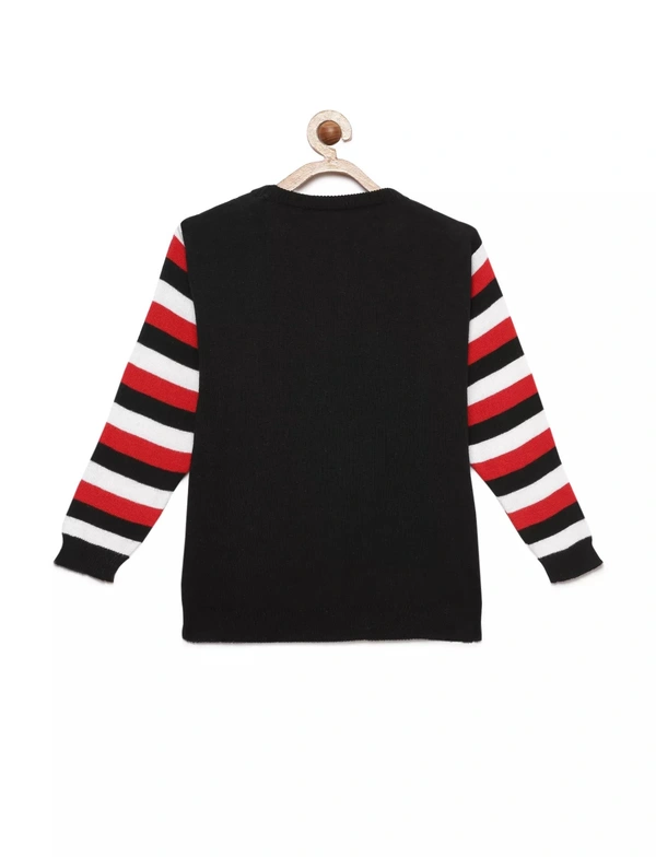 8 Single Poly Full Sleeves Regular Print Sweater For Girls - 4-5 Years(24), Black